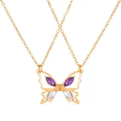 VATYERTY - 2 piezas Collar pareja con diseño accesorio de mariposa Amarillo Oro