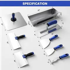 HAWK - Kit Herramientas Drywall Rhibak Aluminio Set Espatulas