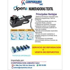 GENERICO - NUMERADORA 8 DIGITOS OPEN TEX