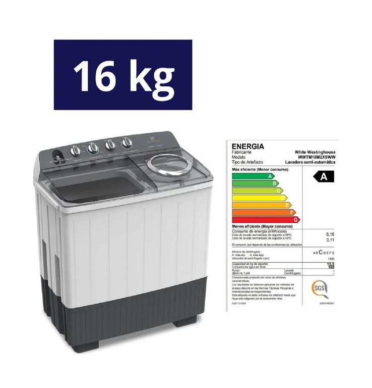 Lavadora Semiautomática 16KG WWTM16M2XSWW Blanco