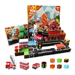 GENERICO - Bloques Magnéticos de Construcción 3D Estación de Bomberos 100 pzas