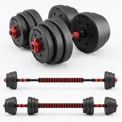 GENERICO - SET PESAS MANCUERNAS Y BARRAS UNIBLES AJUSTABLES GYM 20 KG