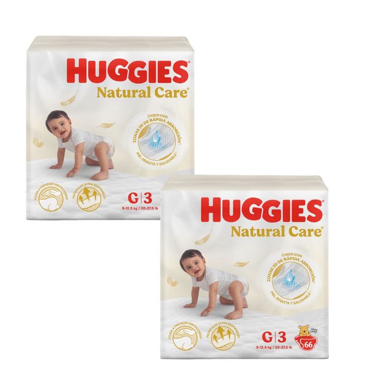 Pack x2 PAÑAL NATURAL CARE CUID PURO G BOL X66UND