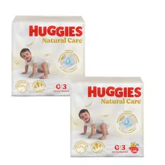 HUGGIES - Pack x2 PAÑAL NATURAL CARE CUID PURO G BOL X66UND