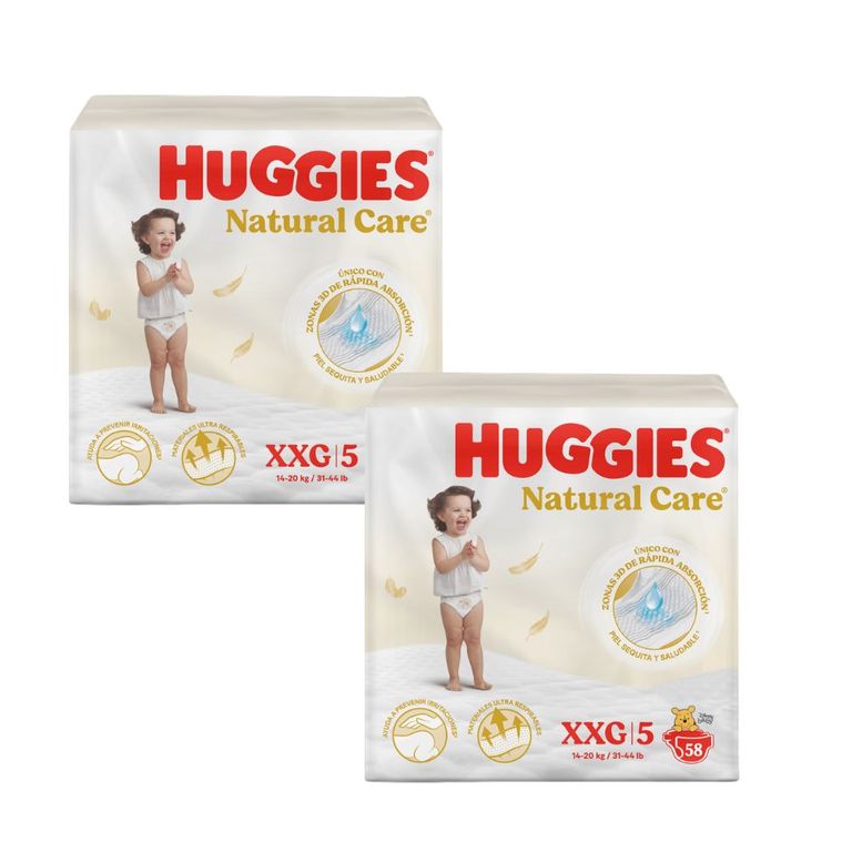 Pack x2 PAÑAL NATURAL CARE CUID PURO XXG BOL58UND