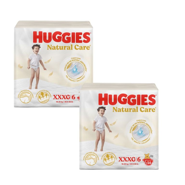 Pack x2 PAÑAL NATURAL CARE XXXG BOLSA X 54UND