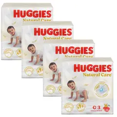 HUGGIES - Pack x4 PAÑAL NATURAL CARE CUID PURO G BOL X66UND