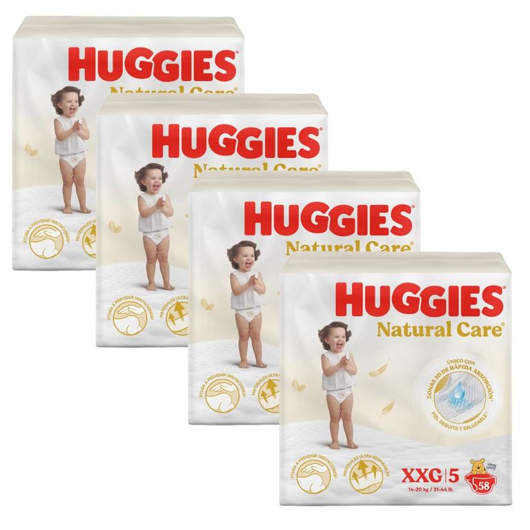 Pack x4 PAÑAL NATURAL CARE CUID PURO XXG BOL58UND