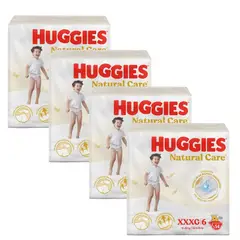 HUGGIES - Pack x4 PAÑAL NATURAL CARE XXXG BOLSA X 54UND