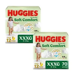 HUGGIES - Pack x2 PAÑAL ACTIVE SEC XXXG BOL X70UND