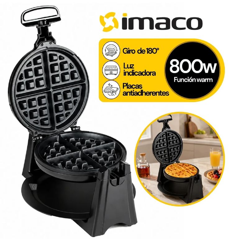 Waflera Eléctrica Twister WF2160 800W Antiadherente - Negro