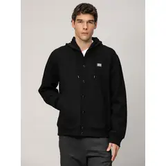KARL LAGERFELD - SWEATSHIRT BOMBER JACKET WITH NYLON HOOD