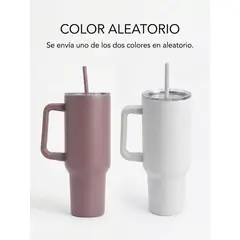 INSPIRA MARKET - Vaso Térmico Acero Inoxidable 1200ml con Asa y Sorbete (Color Aleatorio)