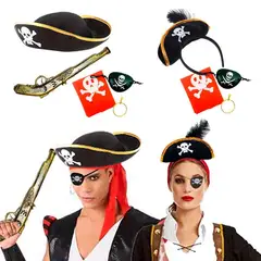 GENERICO - Juego de 9 accesorios para disfraz PIRATA PARA HOMBRE Y MUJER -HALLOWEEN