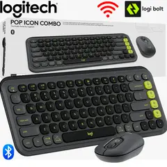 LOGITECH - Combo Teclado y Mouse POP Icon Bluetooth 3 Dispositivos SilentTouch Black
