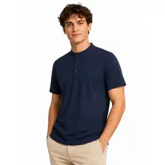 ENKI - Polo Hombre Cuello Mao Manga Corta Regular Fit Algodón Jersey Casual Elegante