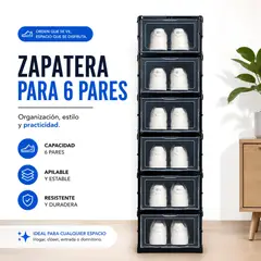 GENERICO - Zapatera Vertical de 6 Niveles Negra - Organizador De Zapatos Ahorra Espacio
