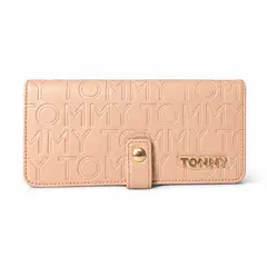 TOMMY HILFIGER - BILLETERA TARJETERA ROSA PLACA DORADA