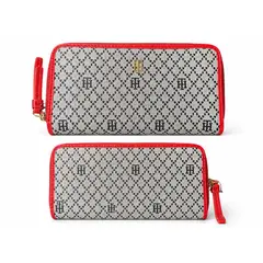 TOMMY HILFIGER - BILLETERA MONOGRAM AZUL Y ROJO PLACA DORADA