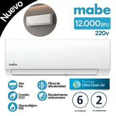 Mabe - Aire Acondicionado Tradicional 12.000 BTU Blanco - MMT12CDBWCC32EC1