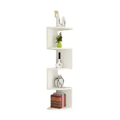 GENERICO - Repisa Esquinera Decorativa en Zigzag Estante de Esquina MDF para Libros, Plantas y Adornos