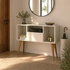 GENERICO - Mesa Consola Recibidor Blanco - Melamina Blanco - Minimalista Moderno Vintage
