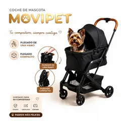 BABY HAPPY - Coche para Mascotas MOVIPET Plegable Negro