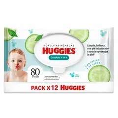 HUGGIES - Pack x12 Toallitas Húmedas Cuidado 4 en 1 x 80 unidades