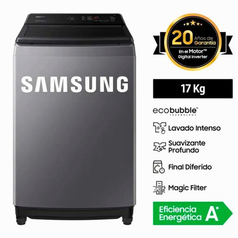 Lavadora 17Kg EcoBubble Ai WA40F17E7CPE Grafito