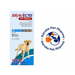 BRAVECTO - 1M Triple 100 mg x 3 Tabletas Antiparasitario y Antipulgas para Perros de 20 a 40 kg