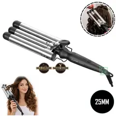Gama - Ondulador Rizador Professional De 3 Tubos Titanio 25MM - TRIFERRO