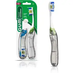 GUM - Cepillo de Dientes Plegable Viaje Cabezal Compacto Suave