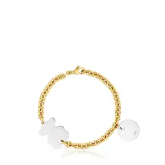TOUS - PULSERA ACERO/IP DORADO MEDALLA OSO 20MM