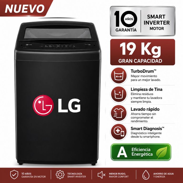 Lavadora WT19OBVTB 19Kg Turbodrum Carga Superior Negro