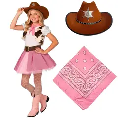 GENERICO - Kit Vaquera Infantil Sombrero de Cowboy y Pañuelo para Fiestas Temáticas