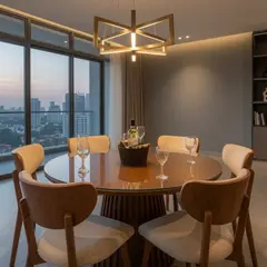 TU MESITA - Juego De Comedor Lucca Elegante En Madera Con Vidrio Protector Y 6 Sillas Orejón