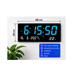 GENERICO - Reloj Digital De Pared Mesa Grande 48cm X 25 PARA OFICINAS NEGOCIOS
