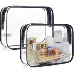 GENERICO - Neceser Transparente BAGSMART 2 Pack TSA 21x5x15cm