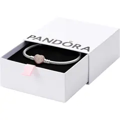 GENERICO - Pulsera Pandora Moments Cadena Serpiente Broche Corazan CZ