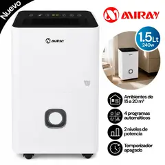 MIRAY - Deshumedecedor DM-125 1.5 L 15 a 20 m2