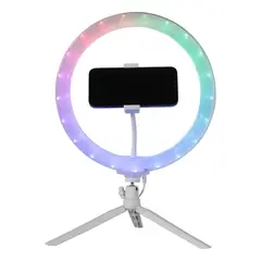 VIVITAR - Aro de Luz 12 LED RGB Trapode Ajustable Celular