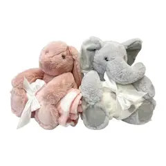 MANTA - Beba Parents Choice 30x40cm Gris con Peluche Elefante