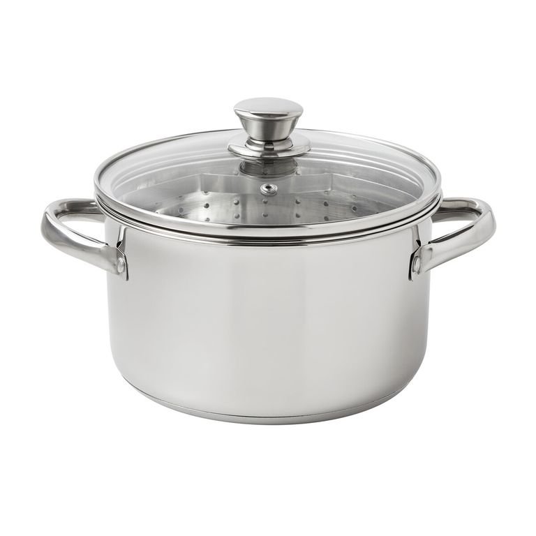 Olla Vaporera Acero Inoxidable 4L Tapa Vidrio