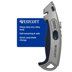 HEAVY DUTY - Cutter Westcott 3 Cuchillas Ergonamico Plateado