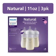 Philips Avent - Mamadera Natural 330ml 3 Unidades Anticalicos