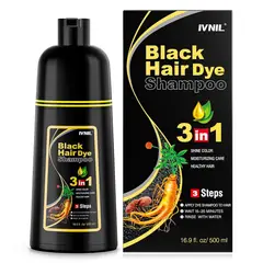 GENERICO - Shampoo Tinte Negro Ivnil 3 en 1 500ml Cubre Canas