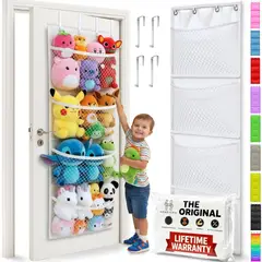 GENERICO - Organizador de Peluches Honeyera Puerta 4 Bolsillos Blanco