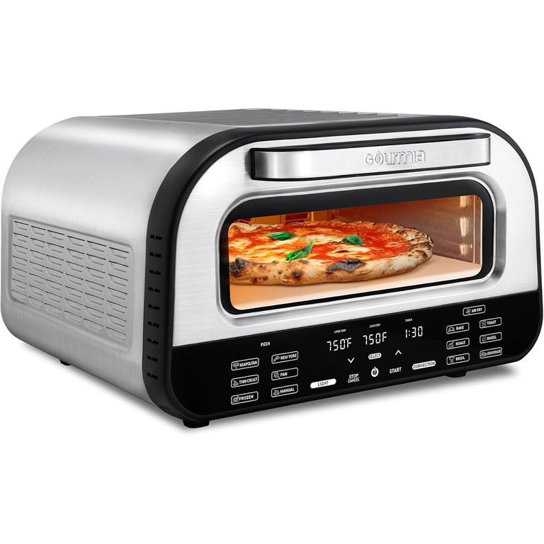Horno Pizza Gourmia 1800W Freidora Aire 12 Acero Inox