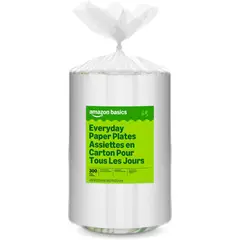 AMAZON BASICS - Platos de Papel 21,9cm Desechables 300un