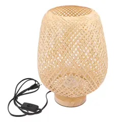 VIVARA - Lámpara de mesa con pantalla de bambú tejido